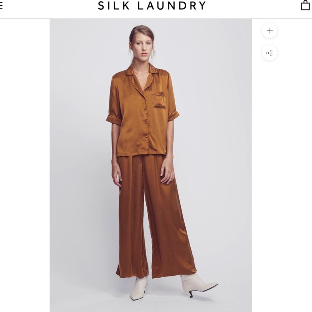 NWT Silk Laundry Track Wide Leg Pants with piping Jacquemus Veronica beard